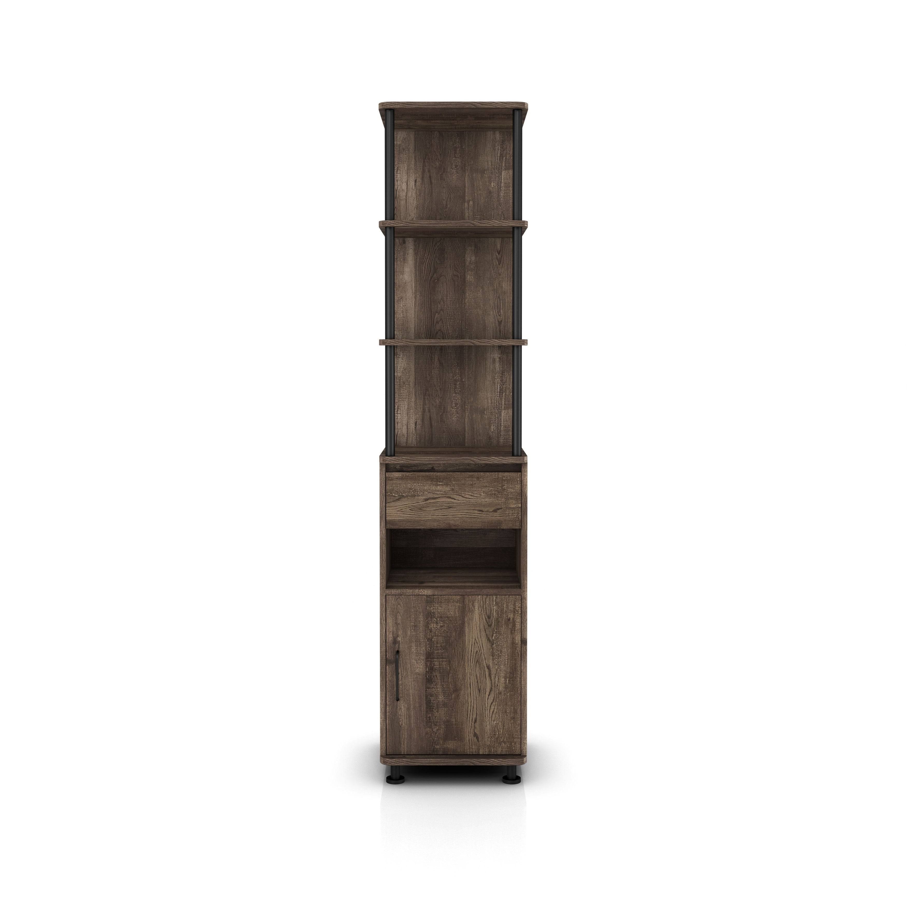 Industrial 4-Shelf Accent Bookcase - Antique Grey Oak K1424