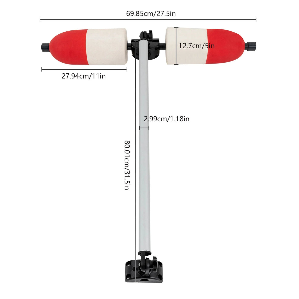 Kayak Canoe PVC Aluminum Stabilizer System Outrigger Arms Fishing Kit Q192534