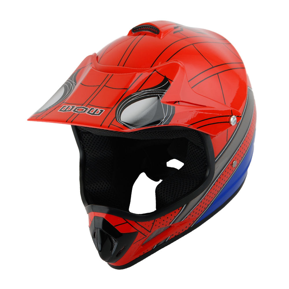 Motocross Helmet Spider Red with Goggles and Gloves M50429