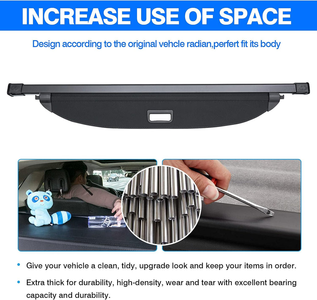 Cargo Cover Trunk Security Shade Black I4427