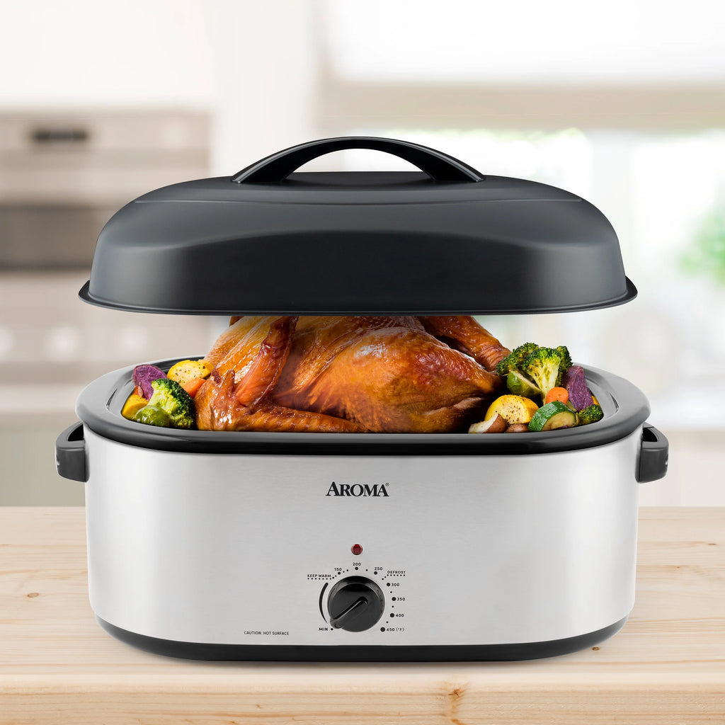 22 Quart Electric Roaster Oven with High-Dome & Self-Basting Lid, Stainless Steel K8063