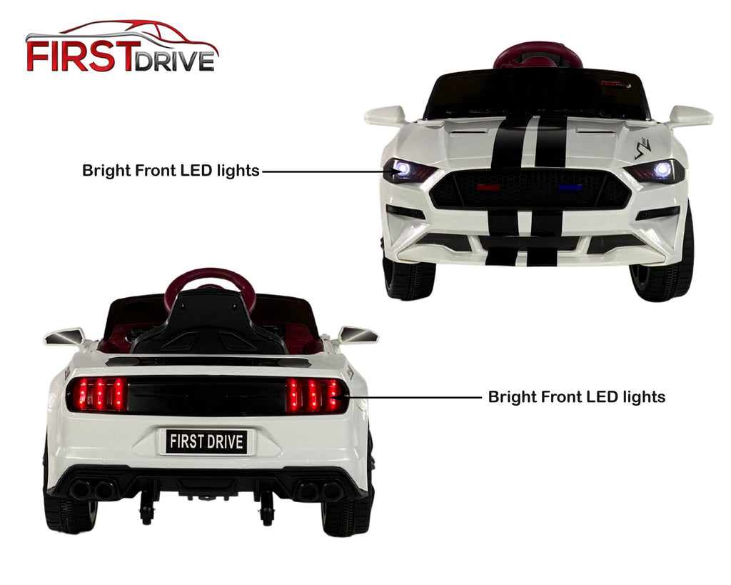 White 12V Power Dual Motor Kids Electric Ride on Toy Car C2485