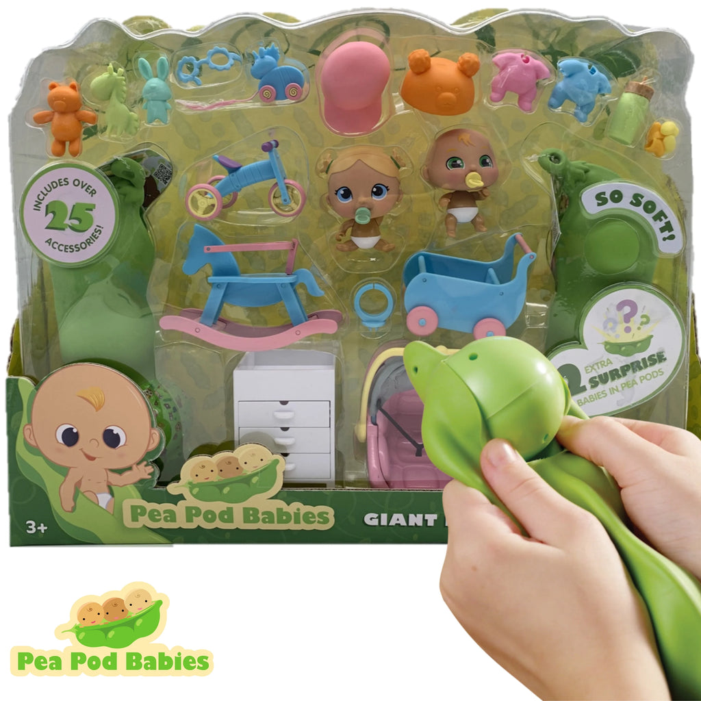 Giant Twenty Five Piece Playset with Mini Baby, Clothing, & Accessories in Soft Pea Pod D7030