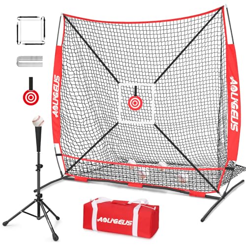Baseball Softball Practice Net with Batting Tee and Bow Frame E711659