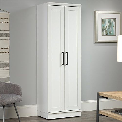 White Storage Cabinet with Door and Shelves O21668