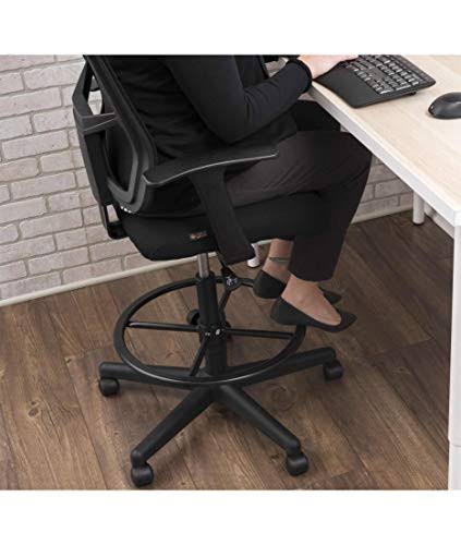 Black Sit to Stand Drafting Stool Chair with Adjustable Footrest and Armrests Q334890