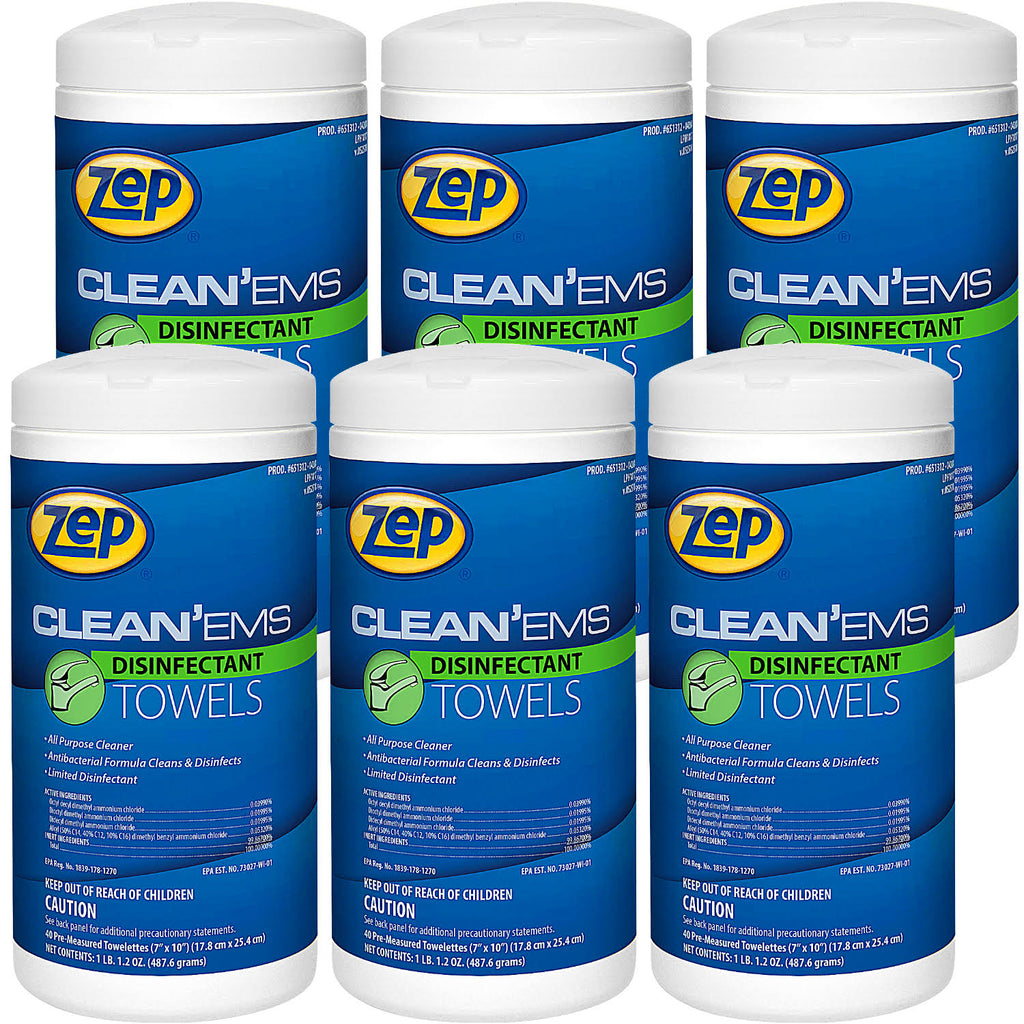 Disinfectant and Sanitizing Wipes, 40 Wipes per Canister, Case of 6 F145430