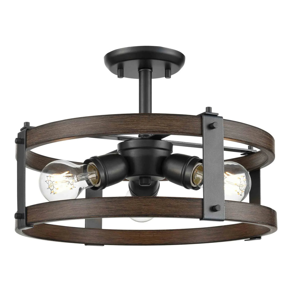 Graphite-Ironwood 3 Light Semi-Flush Mount R1470