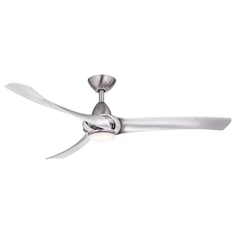 Nickel LED Ceiling Fan with Remote Control and Light Kit K112322