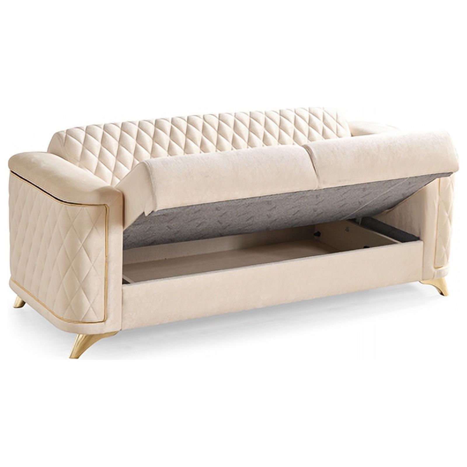 Ivory Velvet Loveseat M1104