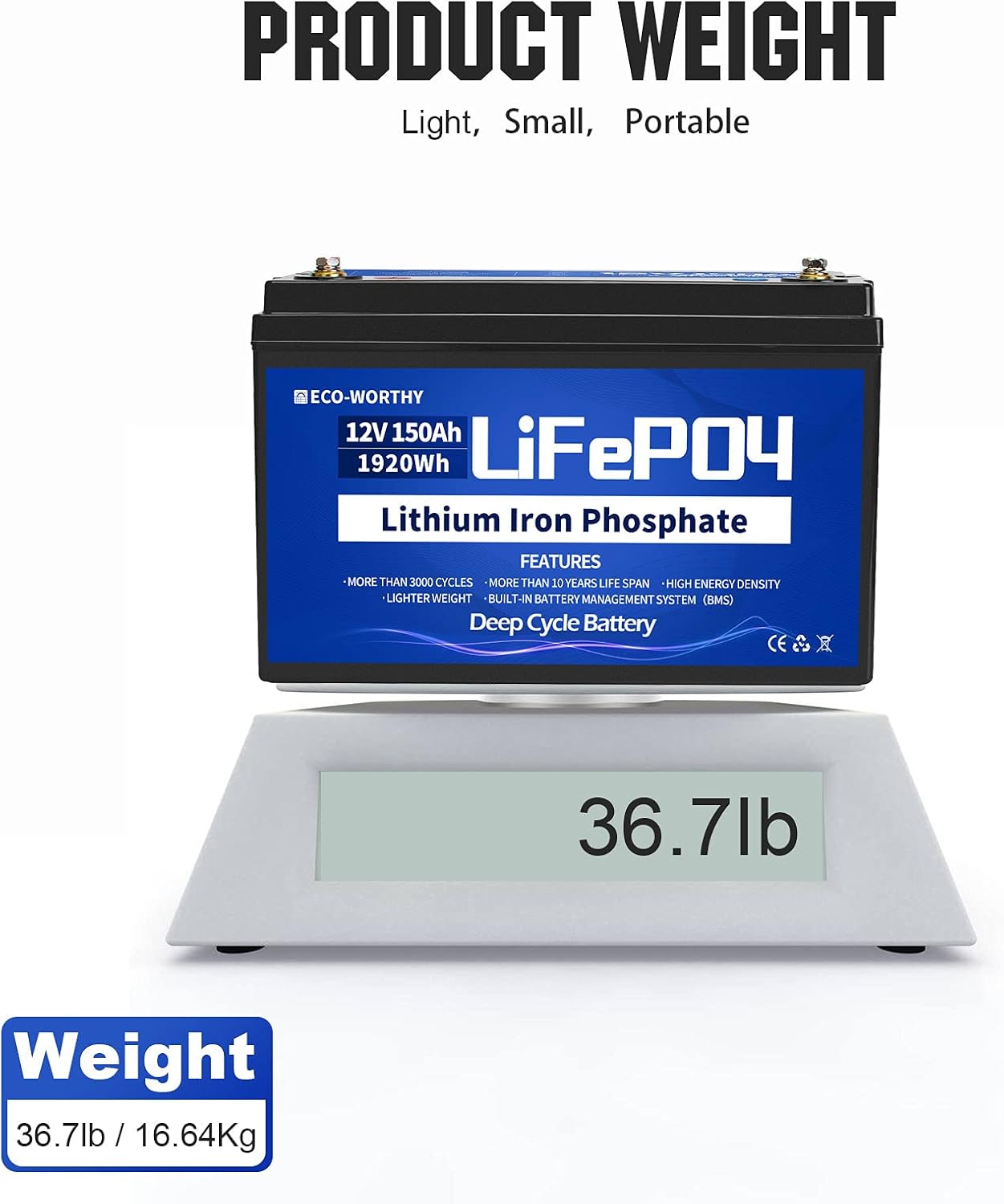 12V 150Ah LiFePO4 Lithium Iron Phosphate Battery with BMS Protection Z630242