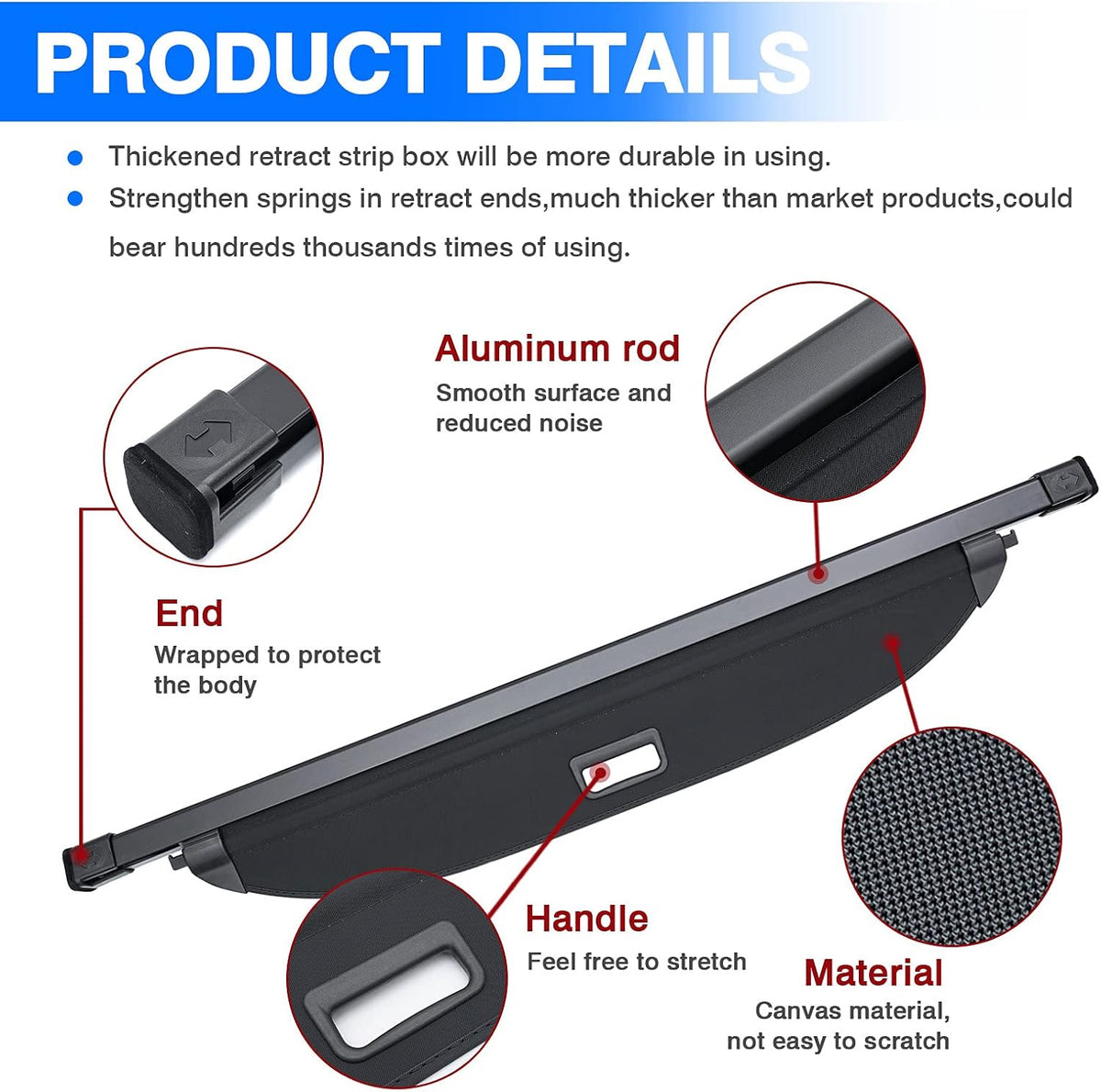 Cargo Cover Trunk Security Shade Black I4427