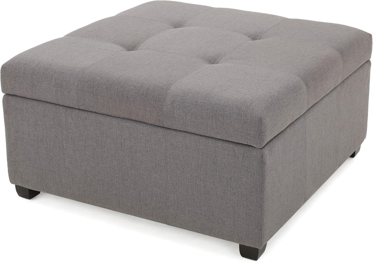 Dark Grey Fabric Storage Ottoman P755