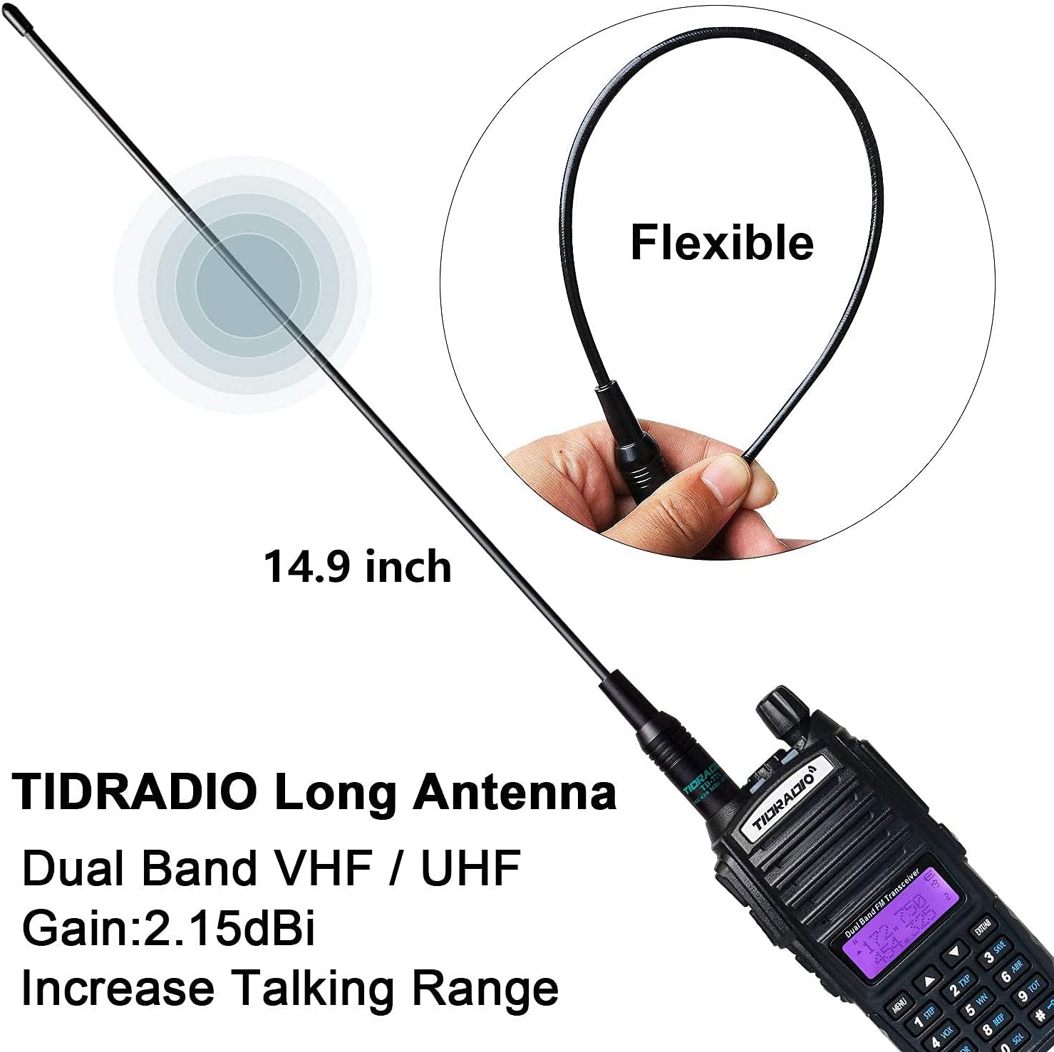 UV-82 Ham Radio Handheld 2 Way Radio with Programming Cable and Long Antenna (2Pack-Black) T329606