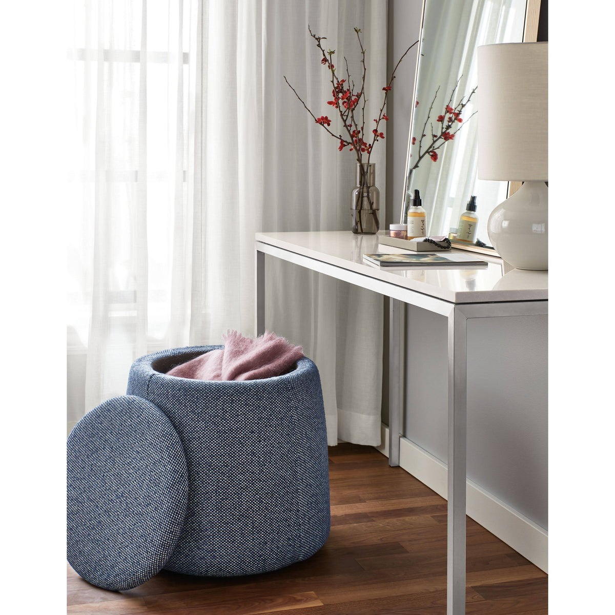 Clear Tempered Glass Console Table with Stainless Steel Frame K29430
