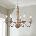 French Country 5-Light Wood Chandelier Q41378