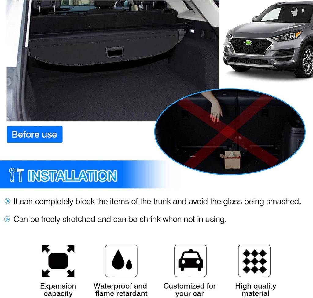 Cargo Cover Trunk Security Shade Black I4427