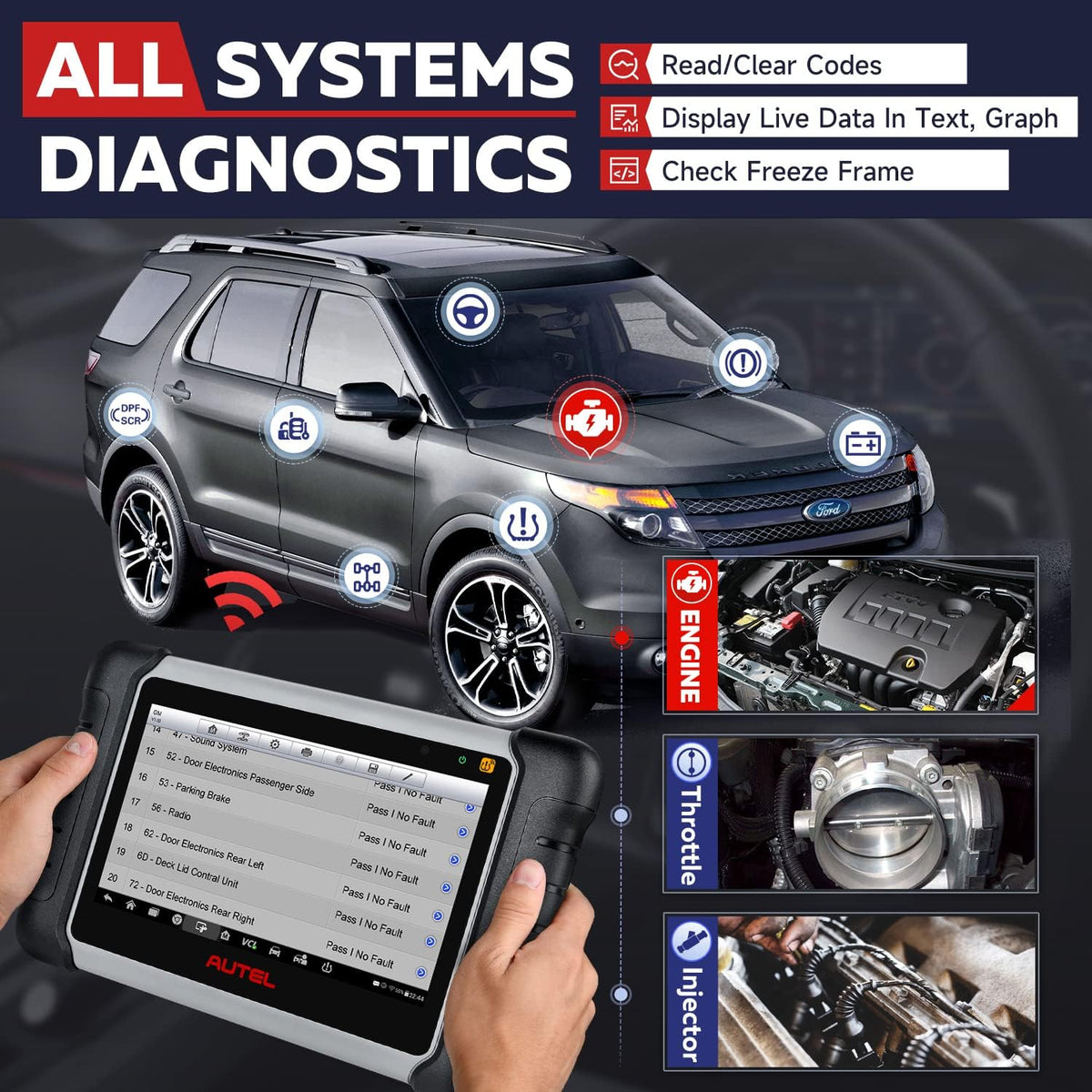 Autel MaxiCOM MK808TS Pro 4PCS 2in1 315/433Mhz TPMS Sensors Diagnostic Scan Tool L426