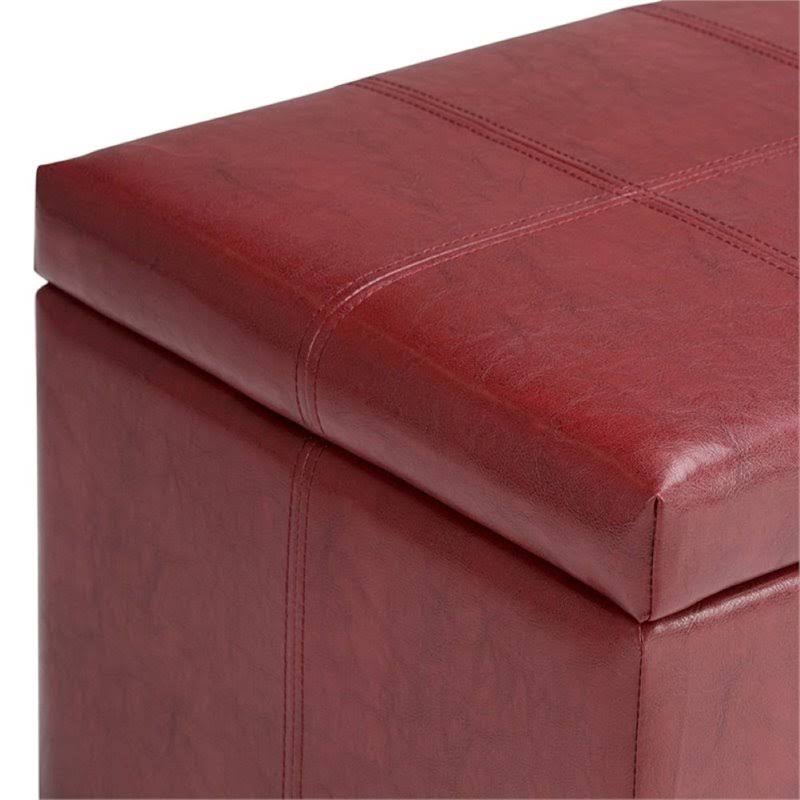 Faux Leather Storage Bench in Radicchio Red G34640