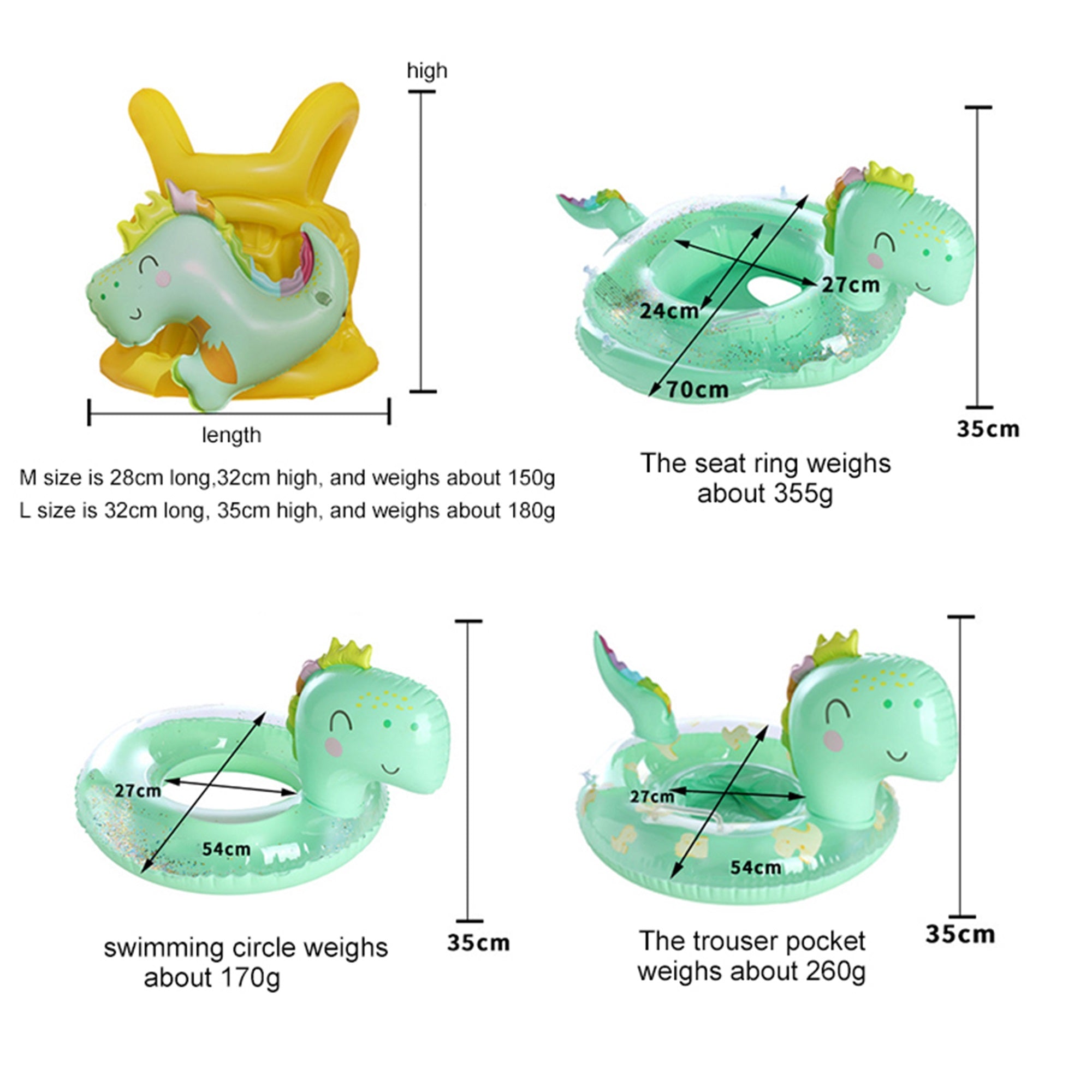 Inflatable Cartoon Dinosaur Swim Ring U40118