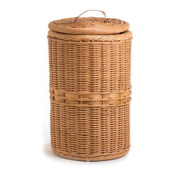 Tall Wicker Trash Basket with Metal Liner U83044