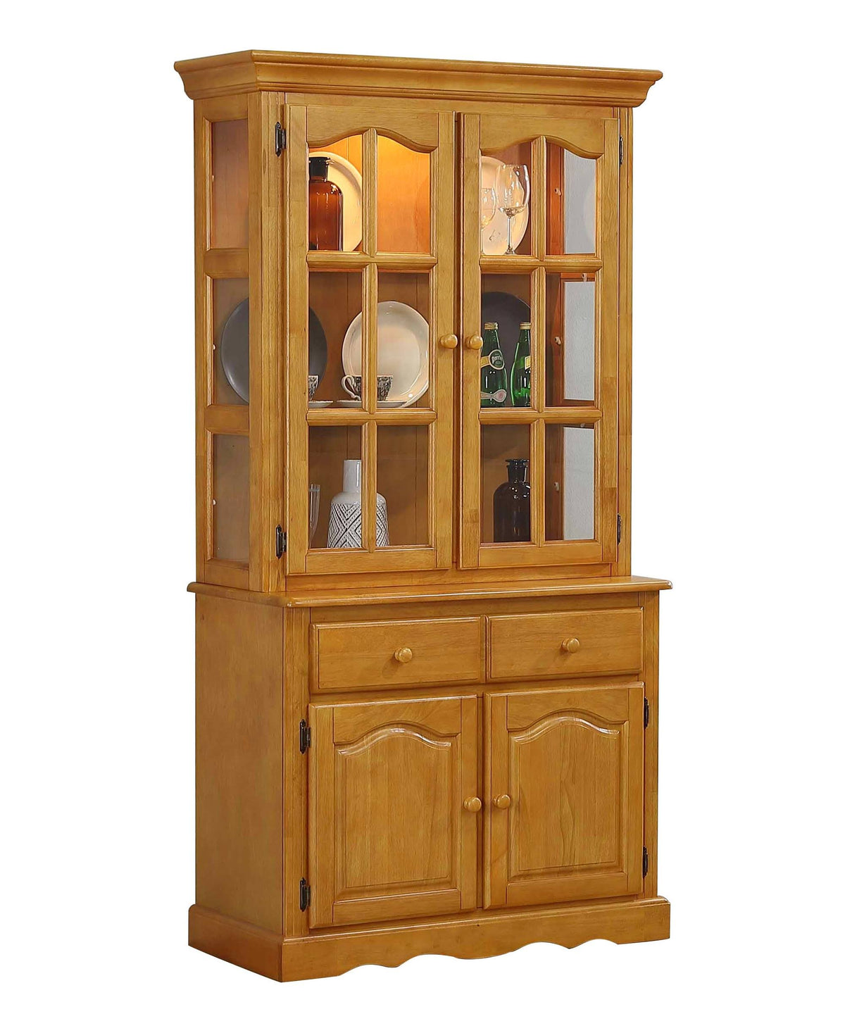 Oak Buffet and Lighted Hutch D2263