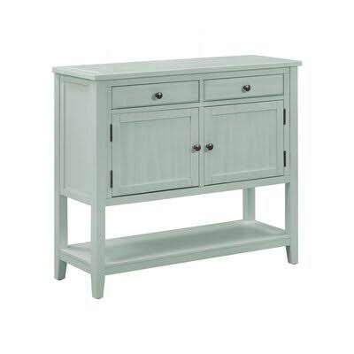 Retro Green Console Table with 2 Drawers, 2 Cabinets and 1 Shelf V7508