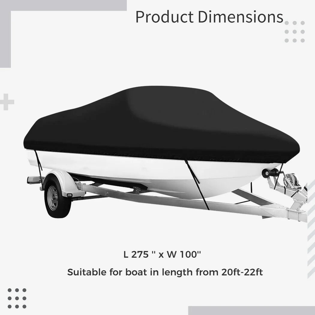 Boat Cover for V-Hull Runabouts Outboards and I/O Bass Boats, Fits up to 20-22ft K909