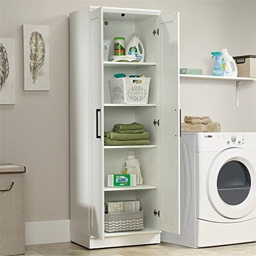 White Storage Cabinet with Door and Shelves O21668