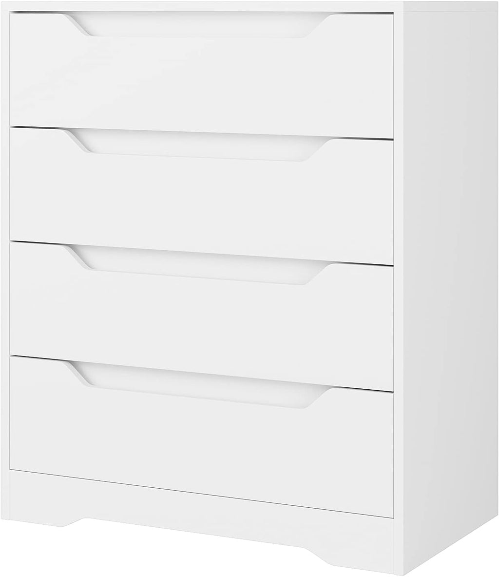 White 4 Drawer Wood Dresser with Storage V46592