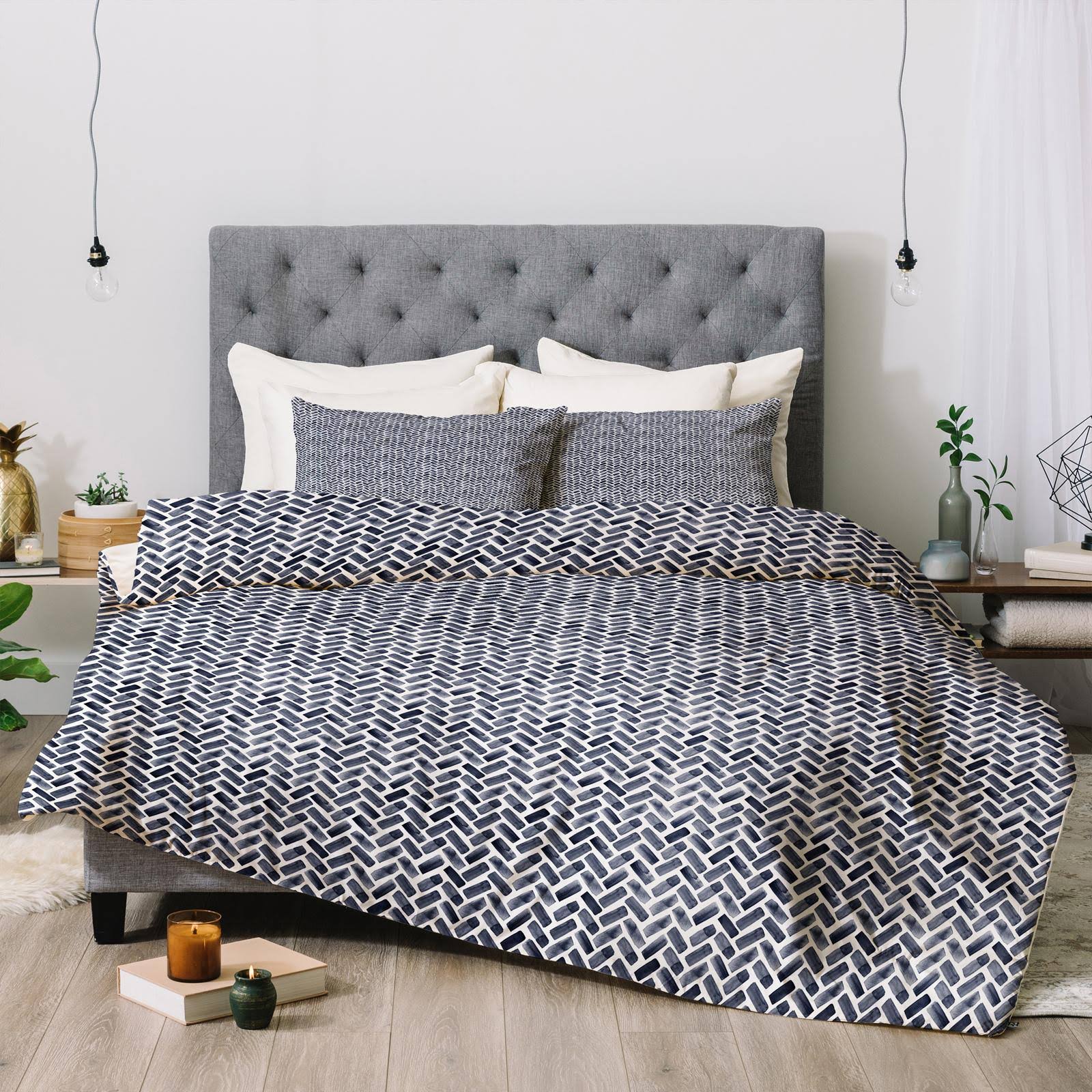Indigo Herringbone Comforter, Queen R473825