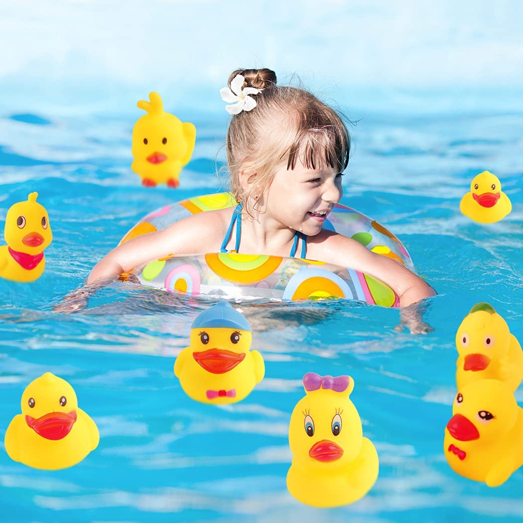 Yellow Rubber Ducks Preschool Bath Toys (Small Assorted 2.2''-12pcs) S462