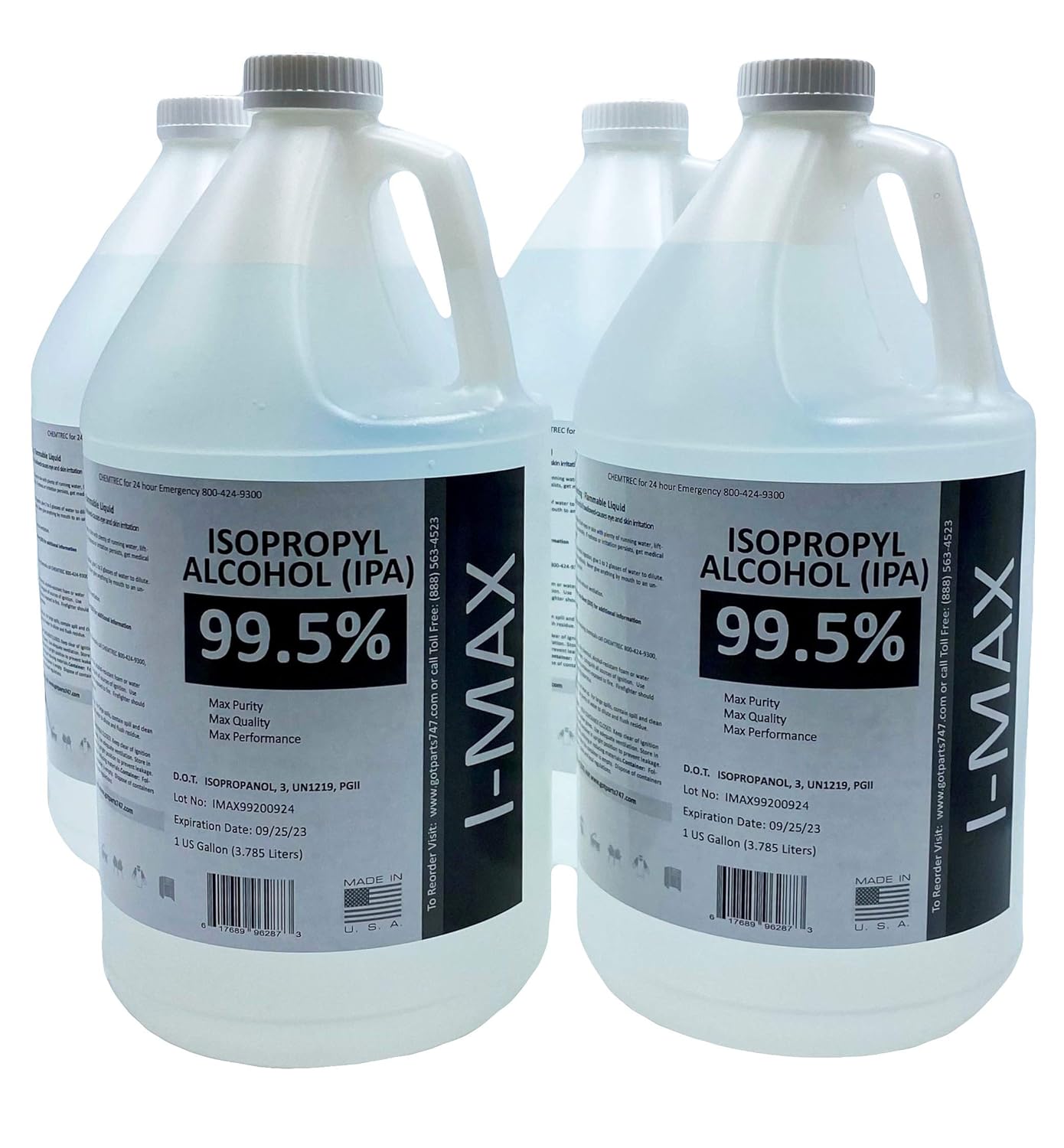 Isopropyl Alcohol 99.5% (4X1 Gallon) High Purity IPA M273710