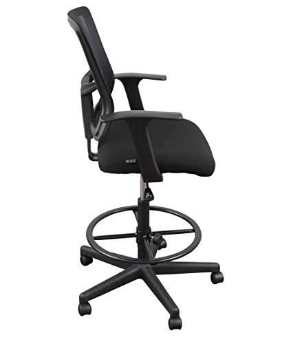 Black Sit to Stand Drafting Stool Chair with Adjustable Footrest and Armrests Q334890