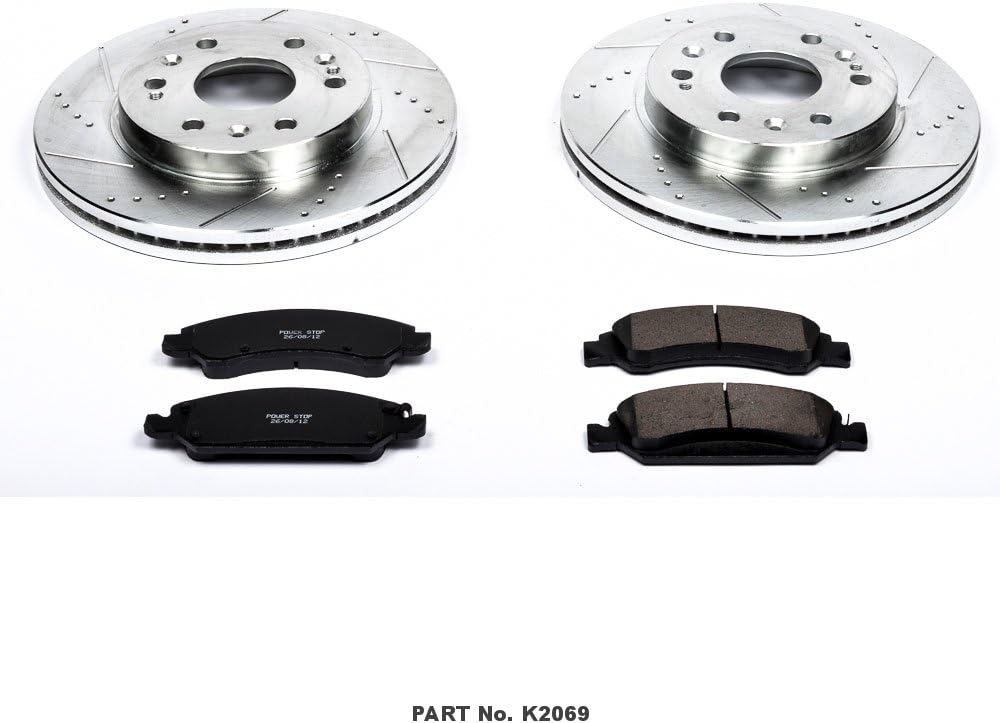 Carbon Fiber Brake Pads with Drilled & Slotted Brake Rotors Kit Y457893