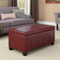 Faux Leather Storage Bench in Radicchio Red G34640