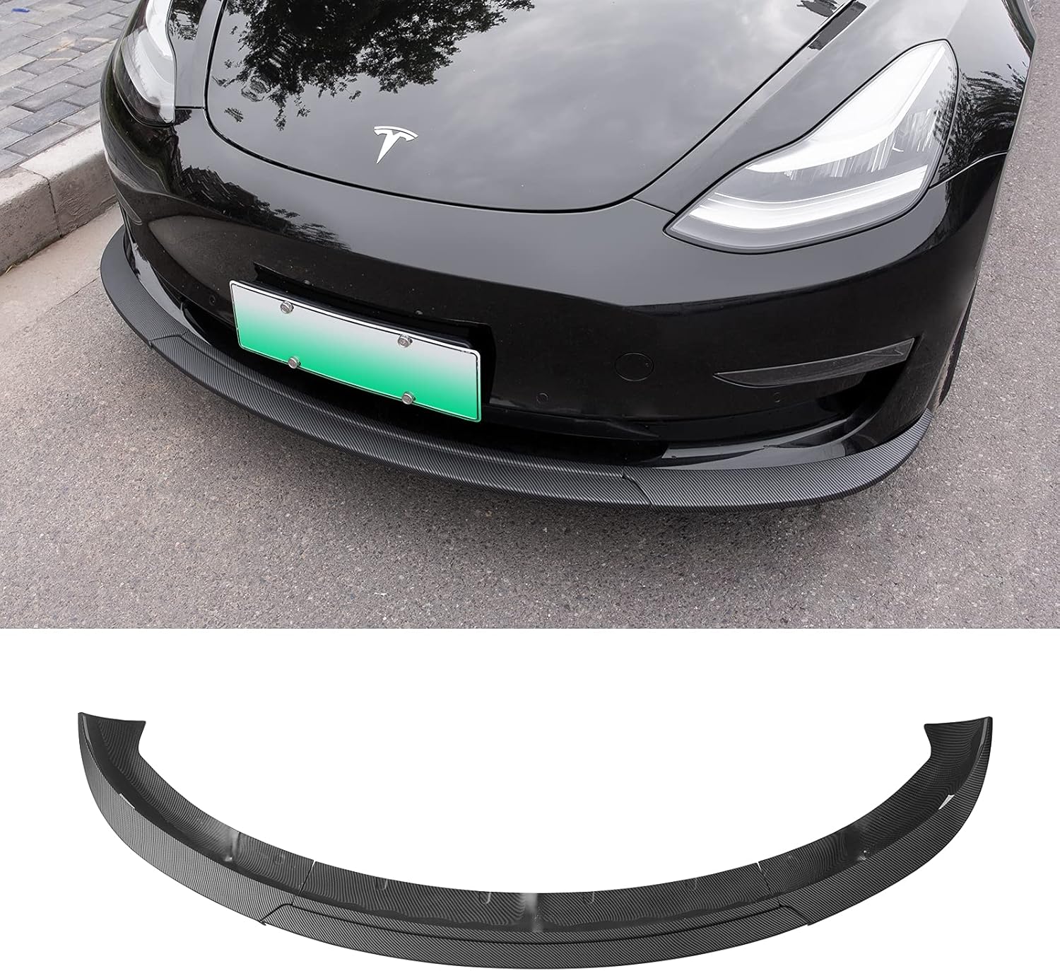 Matte Black Front Bumper Lip Kit Spoilers for Tesla Model 3 Z642
