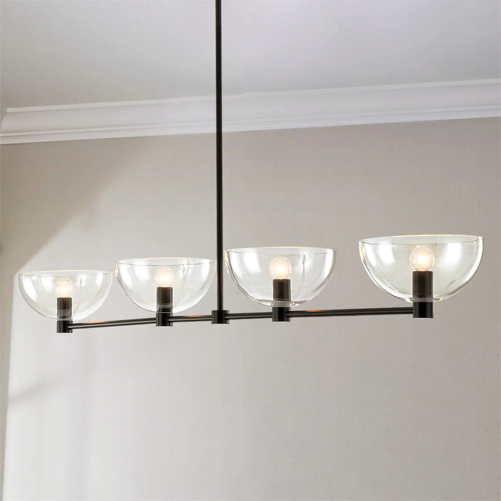 4-Light Clear Glass Linear Kitchen Island Pendant O4752