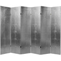 6 ft. Tall Faux Leather Silver Crocodile Room Divider 6 Panel S2463