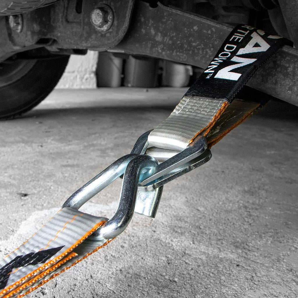 Ratchet Strap with Wire Hooks, 2 Inch x 15 Foot, 4 Pack, 3,300 Pound Safe Working Load E53687