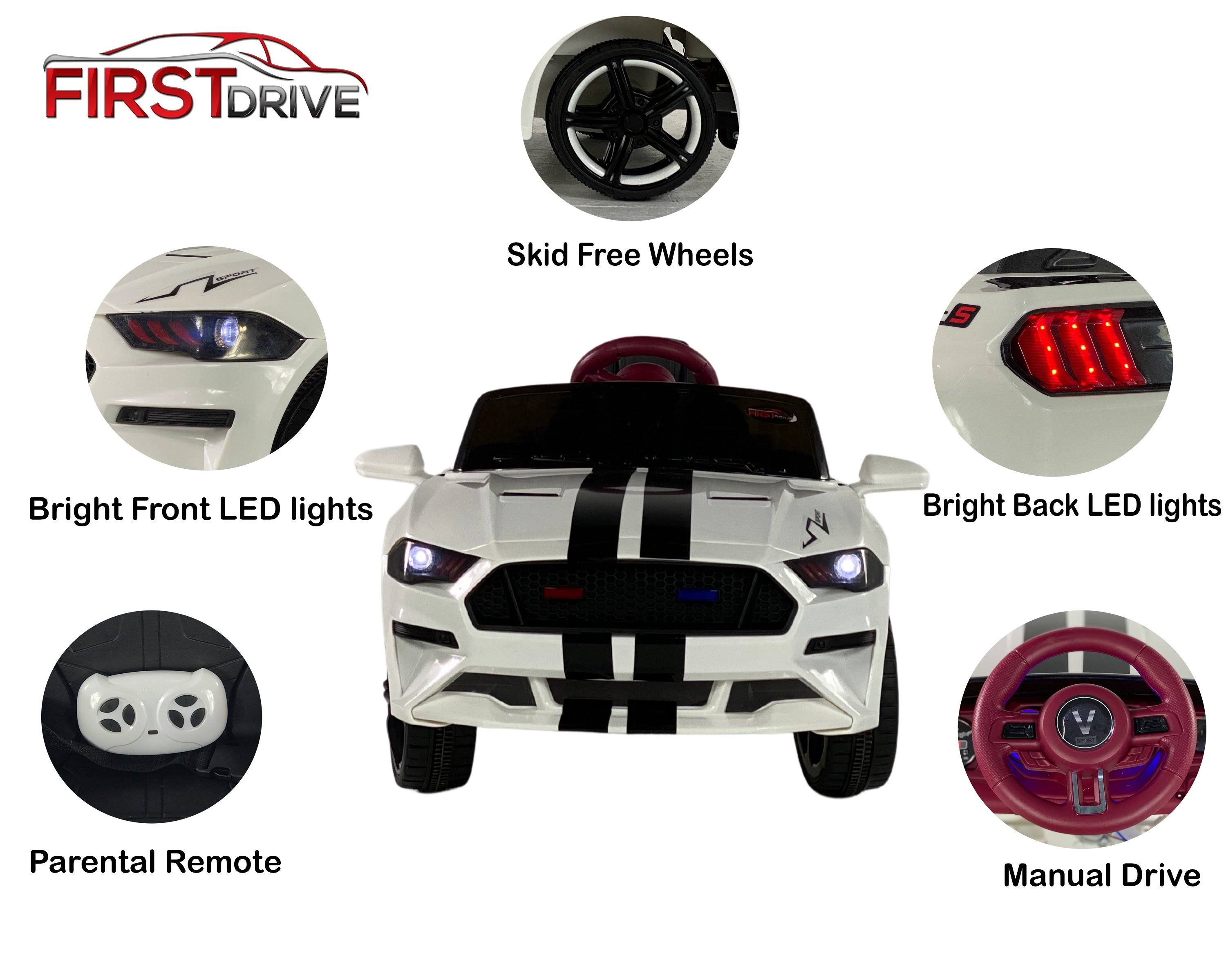 White 12V Power Dual Motor Kids Electric Ride on Toy Car C2485