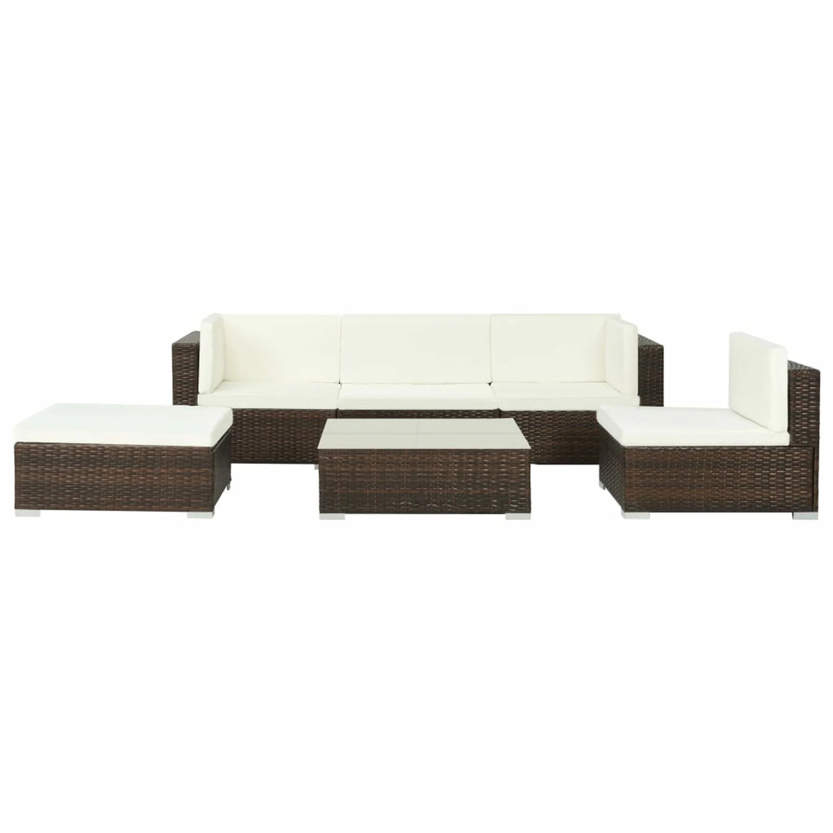 6 Piece White Cushioned Poly Rattan Outdoor Furniture Set G9472