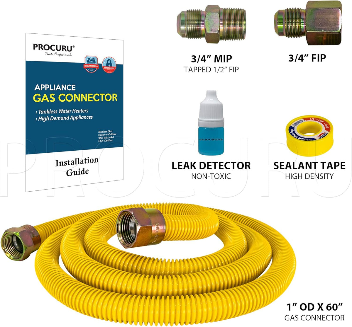 1 OD x 60 Long x 3/4 MIP x 3/4 FIP Gas Flex Line Connector Kit F513