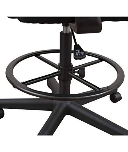 Black Sit to Stand Drafting Stool Chair with Adjustable Footrest and Armrests Q334890