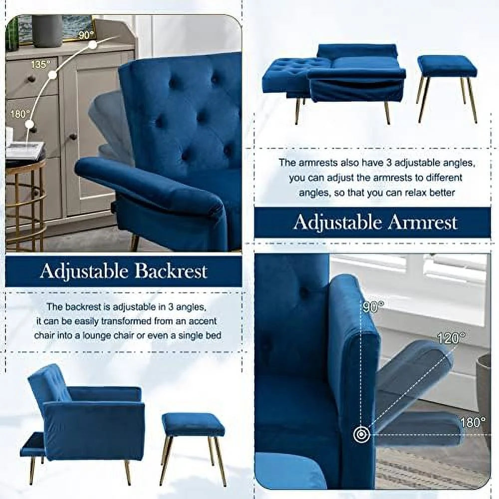 Modern Velvet Accent Chair with Ottoman N687719