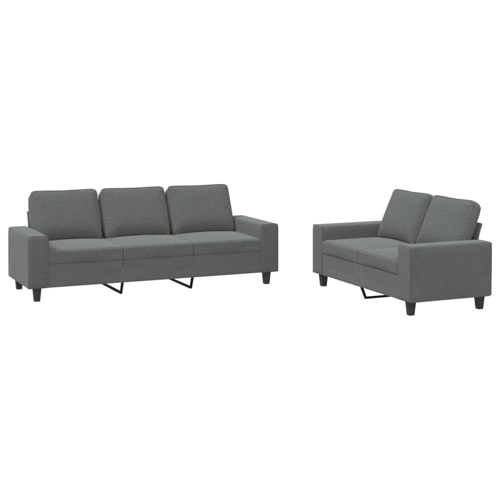 2 Piece Dark Gray Fabric Sofa Set H52642