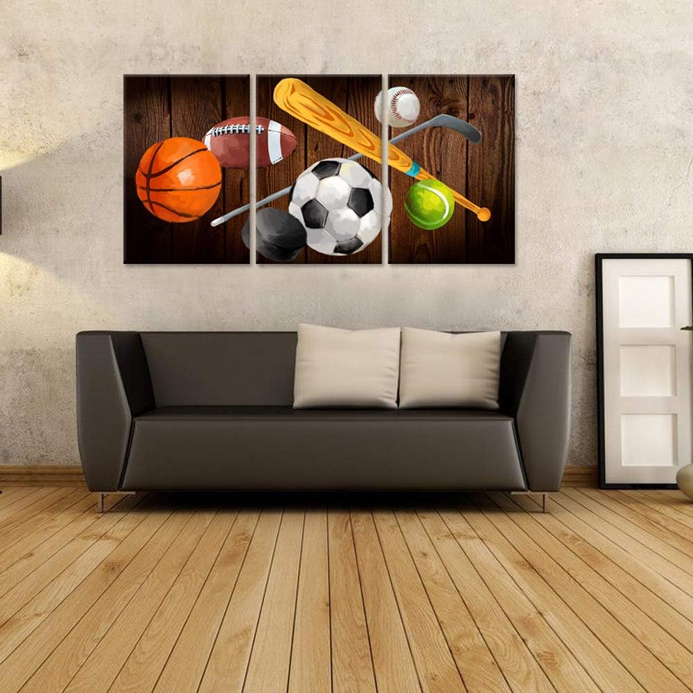 Vintage Sports Canvas Wall Art, 3 Pieces, Stretched and Framed, 16x24inch G5775
