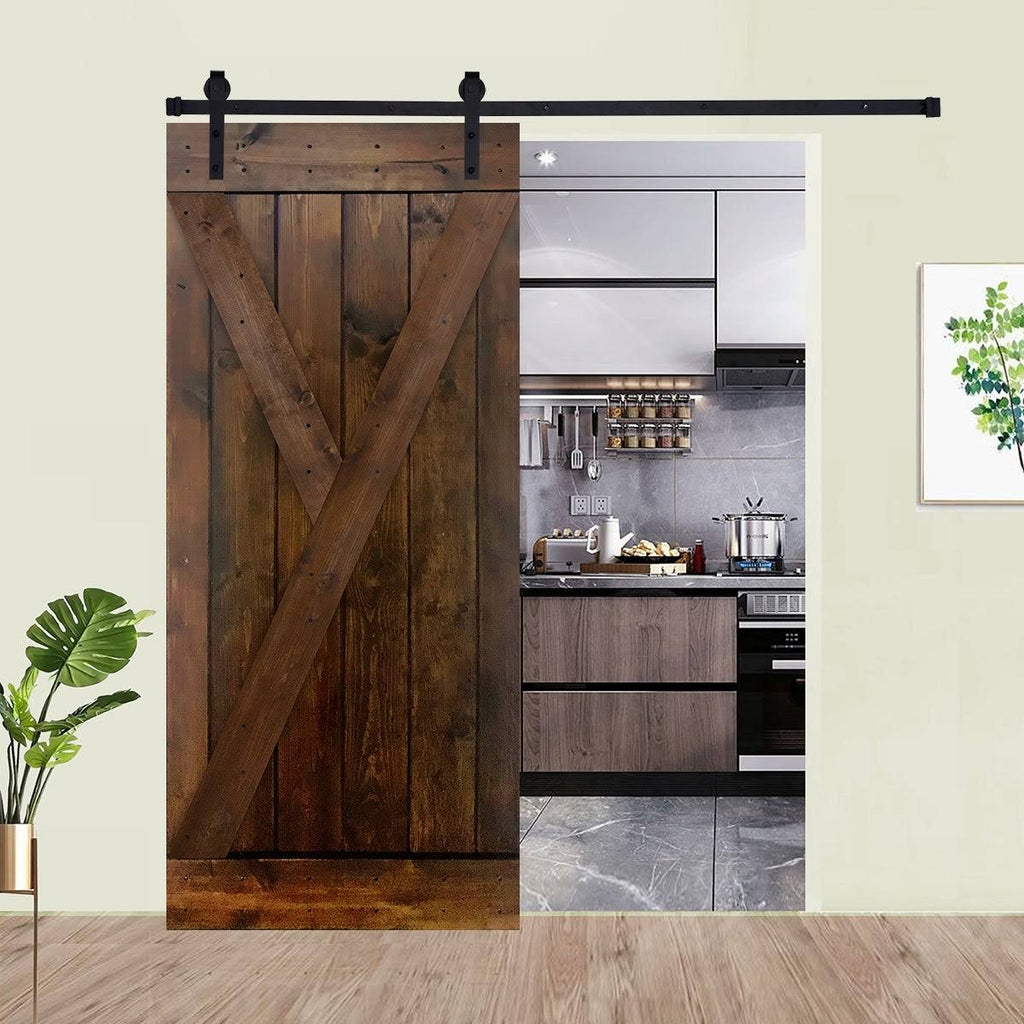 Paneled Manufactured Wood Barn Door with Installation Hardware Kit W833