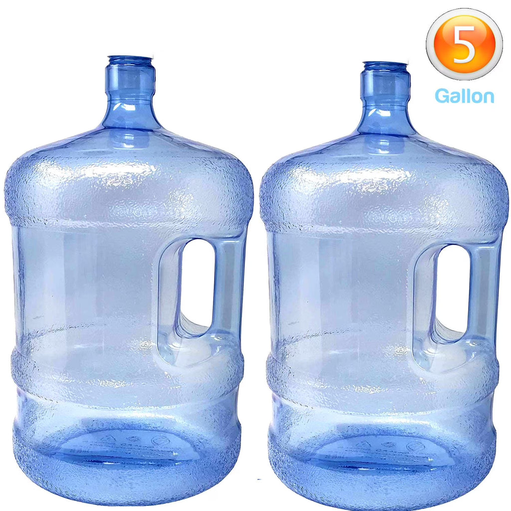 2-Pc Plastic Water Bottle With Screw Caps 5 Gallons Jug Container With Cap T2447