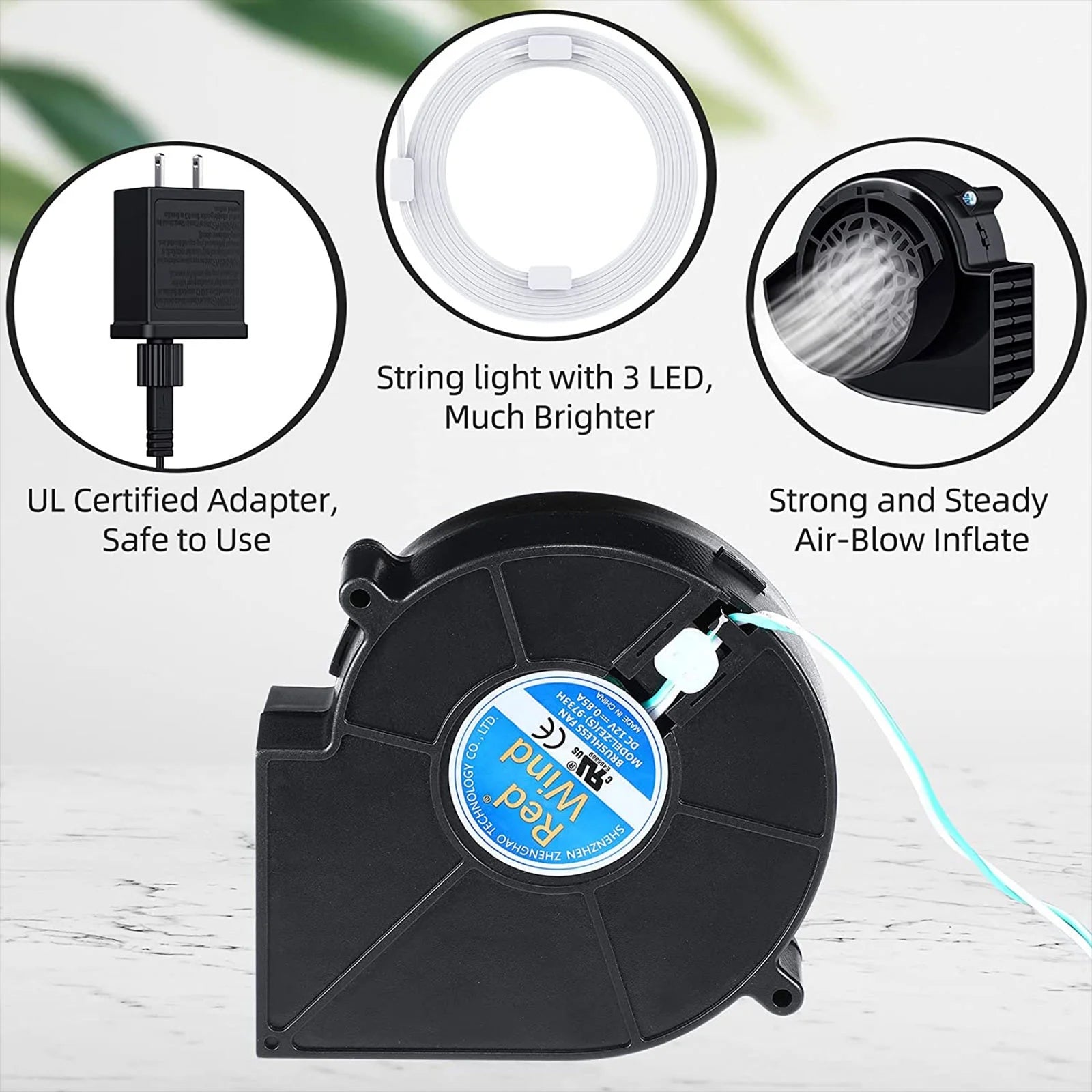 Air Blower for Inflatables, 12V/ 1.0A Fan Blower Replacement Motor D527
